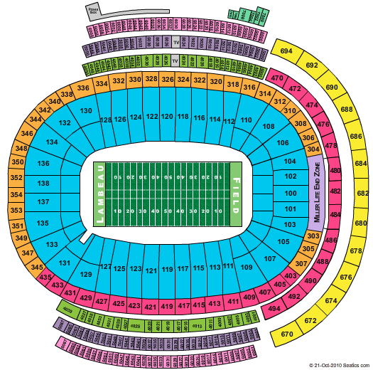 Lambeau Field Seating Chart Lambeau Field Green Bay Wisconsin